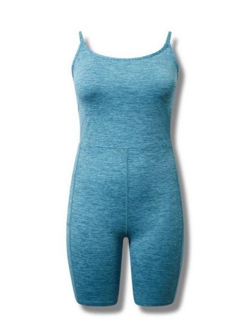 Seamless Heathered Teal Blue Tank Romper